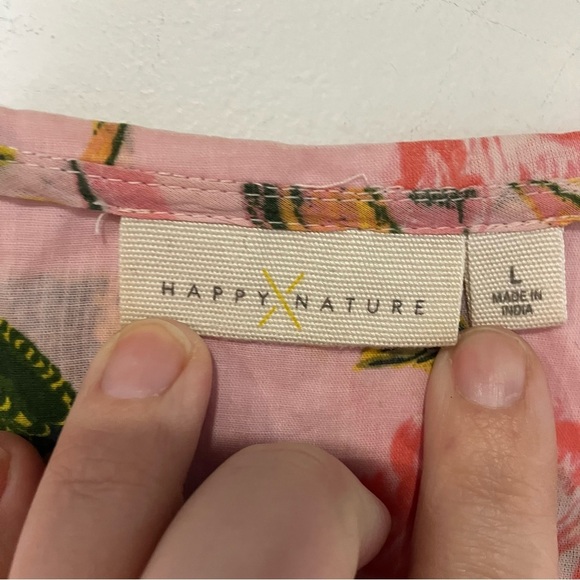 Happy Nature 100% cotton dress with tropical bird & floral pattern size large - Picture 4 of 8